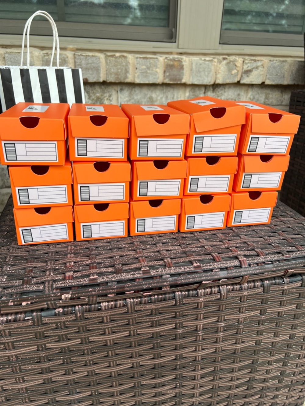 Nike Orange Shoeboxes - Set of 15 and 15 sneaker key chain party favors